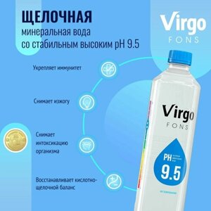 Вода природная щелочная VIRGO fons (вирго) ph 9.5, 6 шт по 1л, без газа, пэт