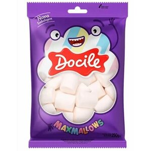 Воздушный зефир DOCILE MaxMallows , маршмеллоу белые трубочки ванильные 250 гр, 1шт.