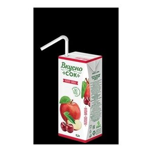 Яблочно-вишнёвый сокосодержащий напиток ГОСТ "ВкусноСок" 0,2 л, 27 шт (упаковка)
