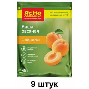 Ясно солнышко Каша овсяная с абрикосом, 45 г, 9 шт