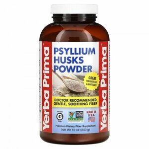 Yerba Prima, Psyllium Husks Powder (Псиллиум), клетчатка, порошок из шелухи семян подорожника, 340 г
