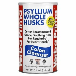 Yerba Prima, Psyllium Whole Husks (Псиллиум), клетчатка, цельная шелуха семян подорожника, очищение пищеварения, 340 г