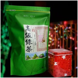 Зеленый Ароматизированный Чай Японская Липа 200г в Подарочном Пакете, Жестяная Банка Для Чая Объем 100г