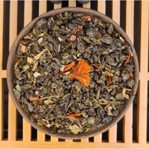 Зеленый ароматизированный чай "Земляника со сливками", Premium, 100 гр. Вкусный чай от Чайной Панды