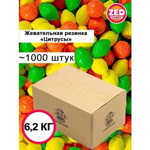 Жевательная резинка "Цитрусы" от ZED Candy в коробе 6,2 кг, 23 мм (для праздников и торговых автоматов)