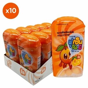 Жевательная резинка Lotte Fusen No Mi Orange со вкусом апельсина (Таиланд), 15 г (10 шт)