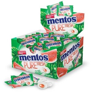 Жевательная резинка MENTOS Pure Fresh Арбуз без сахара в коробке, 100 шт. в уп.