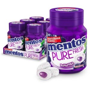 Жевательная резинка Mentos Pure Fresh Ментос Виноград, 6 шт по 54 г