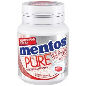 Жевательная резинка MENTOS Pure White (Ментос) Клубника", 54 г, банка, 67842