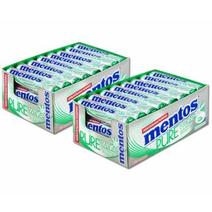 Жевательная резинка Mentos "Pure White" нежная мята, без сахара 15.5 г, 48 шт.