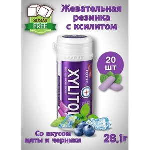 Жевательная резинка "Xylitol" от бренда "Lotte" со вкусом черники без сахара