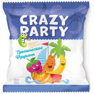 Жевательный мармелад Азовская кондитерская фабрика Crazy Party с натуральным соком ассорти, арбуз, 70 г