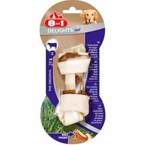 8 in 1 Косточка для чистки зубов Delights Beef Bones S (11 см), 35 гр, с говядиной, для мелких и средних собак 6 шт.