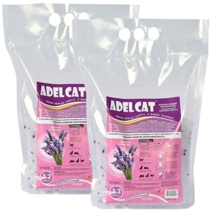 ADEL CAT наполнитель силикагелевый для туалета кошек с пурпурными гранулами и ароматом лаванды (3,2 + 3,2 л)