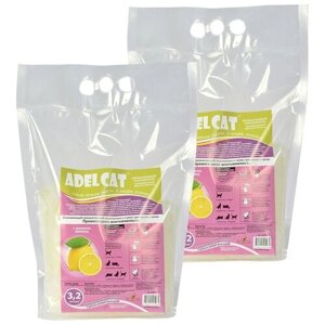 ADEL CAT наполнитель силикагелевый для туалета кошек с желтыми гранулами и ароматом лимона (3,2 + 3,2 л)