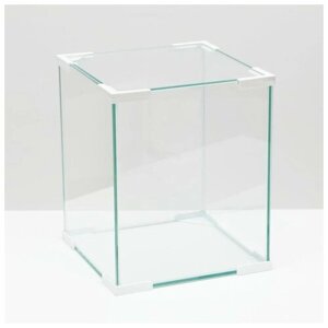 Аквариум Куб белый уголок, покровное стекло, 19 литров, 25 x 25 x 30 см