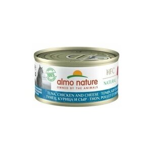 Almo Nature консервы для кошек с тунцом, курицей и сыром, 75% мяса, 70 г (24 шт)