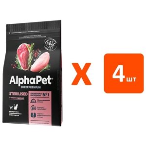 ALPHAPET SUPERPREMIUM для взрослых кошек живущих дома c говядиной и печенью (3 кг х 4 шт)