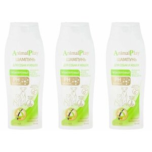 Animal Play Шампунь для собак и кошек Гипоаллергенный с аминокислотами и экстрактом шалфея, 250 мл, 3 уп