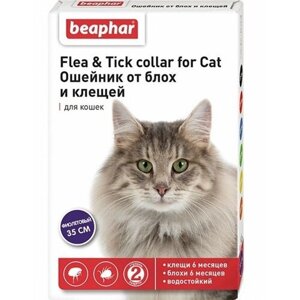 Beaphar ошейник от блох и клещей Flea & Tick для кошек и хорьков, 35 см, фиолетовый 1 шт. в уп., 1 уп.