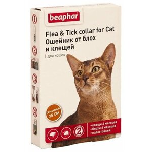 Beaphar ошейник от блох и клещей Flea & Tick для кошек и хорьков, 35 см, оранжевый 1 шт. в уп.