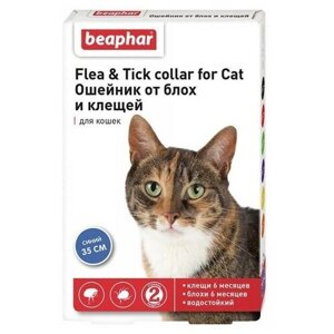 Beaphar ошейник от блох и клещей Flea & Tick для кошек и хорьков, 35 см, синий 1 шт. в уп.
