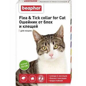 Beaphar ошейник от блох и клещей Flea & Tick для кошек и хорьков, 35 см, зеленый 1 шт. в уп.