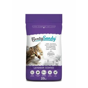 BentySandy Lavender наполнитель для кошачьего туалета комкующийся, глиняный, с ароматом лаванды - 20 л (17,2 кг)