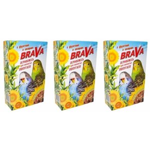 BraVa Корм сухой для волнистых попугаев Фрукты+овощи, 500 г, 3 уп