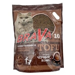 Brava Наполнитель комкующийся тофу черный кофе, 10 л