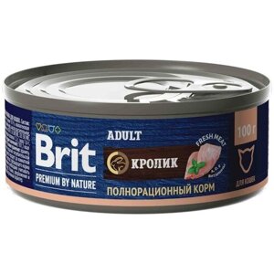 Брит Premium by Nature консервы с мясом кролика для кошек 100г