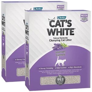 CAT'S WHITE LAVENDER BOX наполнитель комкующийся для туалета кошек с ароматом лаванды коробка (6 + 6 л)