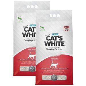 CAT'S WHITE NATURAL наполнитель комкующийся для туалета кошек без ароматизатора (5 + 5 л)