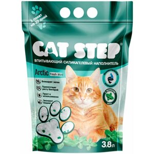 CAT STEP ARCTIC FRESH MINT наполнитель силикагелевый для туалета кошек с ароматом мяты (3,8 + 3,8 л)