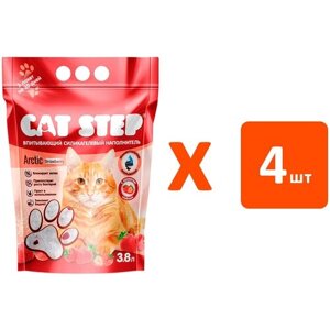 CAT STEP ARCTIC STRAWBERRY наполнитель силикагелевый для туалета кошек с ароматом клубники (3,8 л х 4 шт)