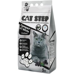 CAT STEP COMPACT WHITE CARBON наполнитель комкующийся с активированным углем для туалета кошек (10 + 10 л)