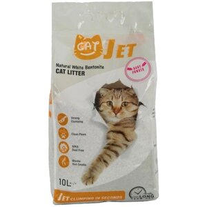 CATJET наполнитель для кошачьих туалетов, белый бентонит, комкующийся, 10 литров, Турция, Аромат детской присыпки