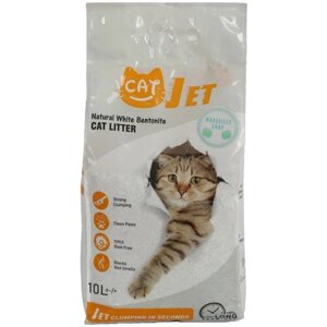 CATJET наполнитель для кошачьих туалетов, белый бентонит, комкующийся, 10 литров, Турция, Аромат марсельского мыла