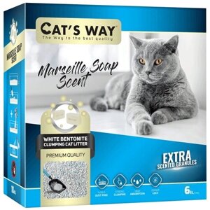 Cats way Box White Cat Litter With Marseille Soap наполнитель комкующийся для кошачьего туалета с ароматом марсельского мыла - 6 л (коробка)