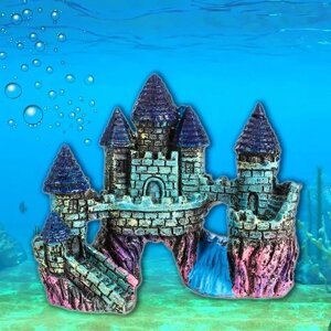 Декор для аквариума для рыбок плешоп домик для рыбок в аквариум "Замок с башней"