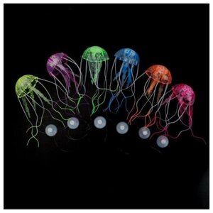 Декорация для аквариума медуза силиконовая флуоресцентная