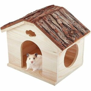 Деревянный домик для животных, прорезыватель для зубов хомяка, гнездо для крысы с фиксированной цветочной веткой, мебельный