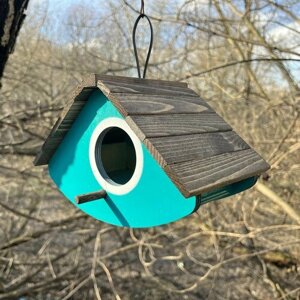 Деревянный скворечник для птиц PinePeak / Кормушка для птиц подвесная для дачи и сада, 140х210х150мм