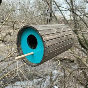 Деревянный скворечник для птиц PinePeak / Кормушка для птиц подвесная для дачи и сада, 150х150х240мм