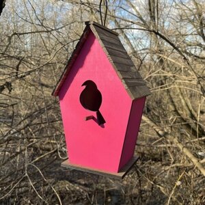 Деревянный скворечник для птиц PinePeak / Кормушка для птиц подвесная для дачи и сада, 320х200х150мм