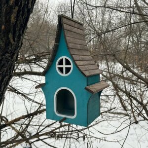 Деревянный скворечник для птиц PinePeak / Кормушка для птиц подвесная для дачи и сада, 330х200х150мм