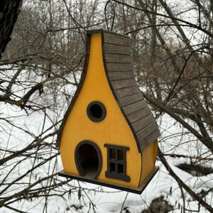 Деревянный скворечник для птиц PinePeak / Кормушка для птиц подвесная для дачи и сада, 330х210х150мм