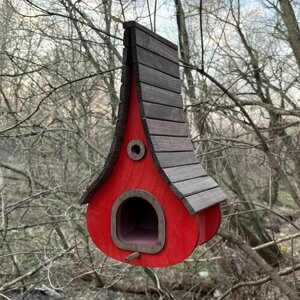 Деревянный скворечник для птиц PinePeak / Кормушка для птиц подвесная для дачи и сада, 340х200х150мм