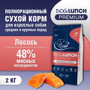 Dog Lunch Premium Корм сухой для собак средних и крупных пород с Лососем 2кг