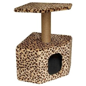 Дом для кошки угловой малый (цветной мех), 30x30x55 см
